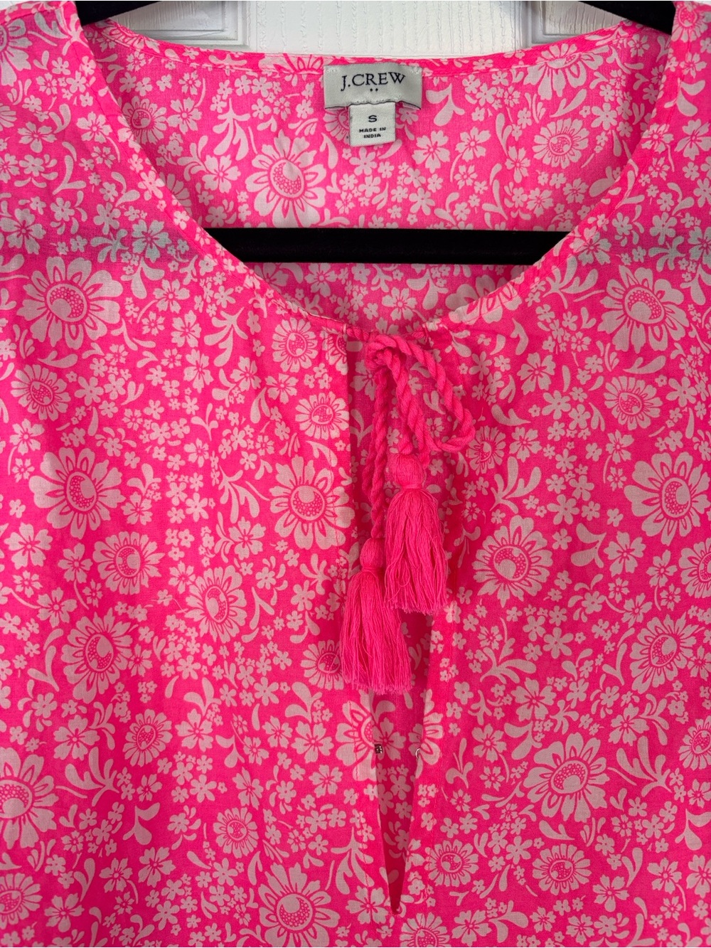 J. Crew neon pink floral tunic swim cover up sz sm - Picture 4 of 9